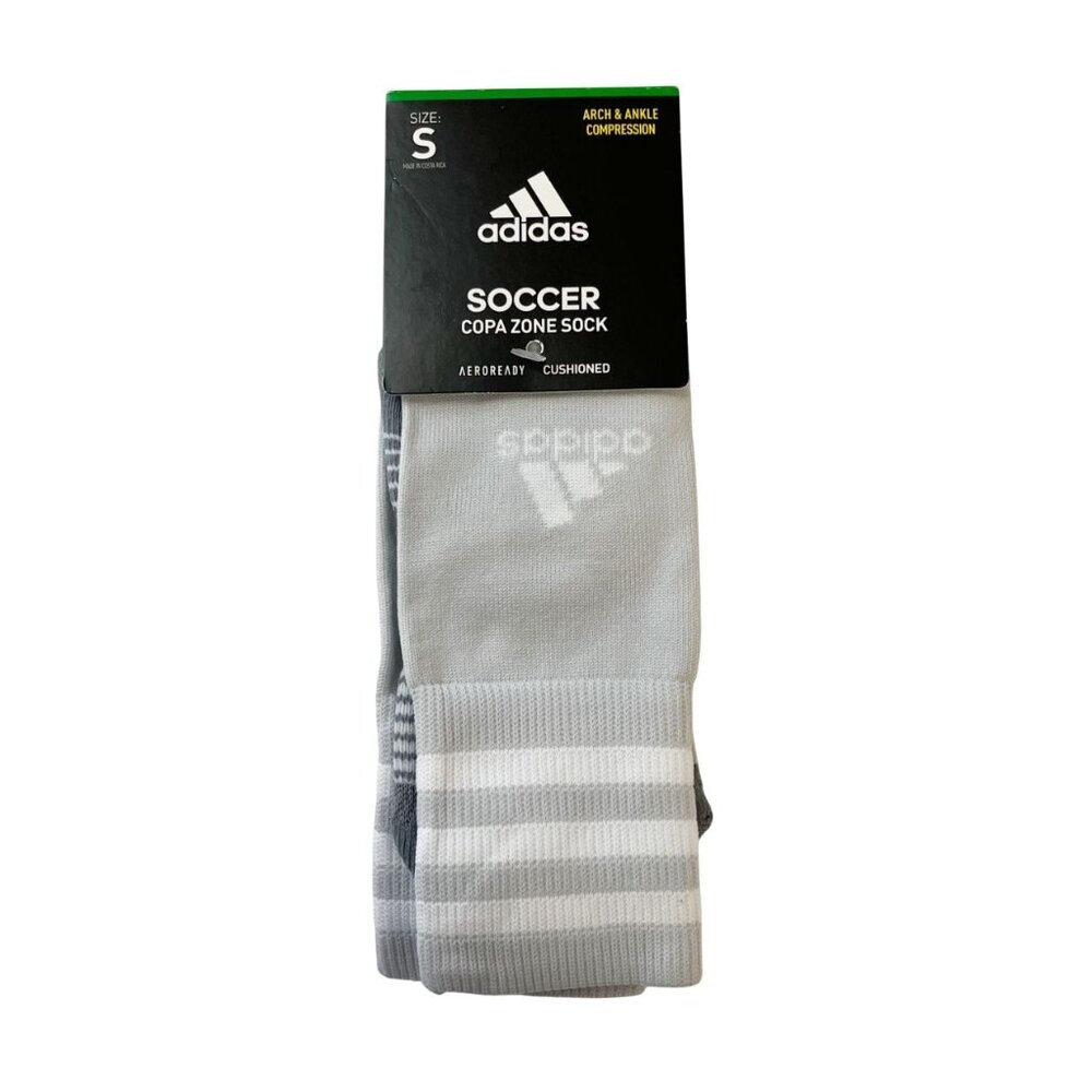 NEW Adidas Copa Zone Sock Cushioned Soccer Light Gray Compression - Size Small